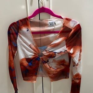 Mixed Color Mesh Crop Top